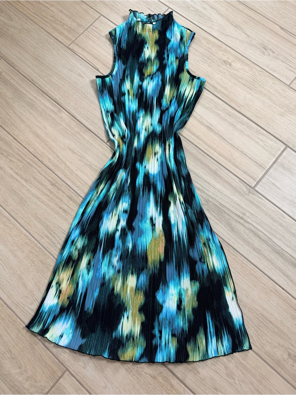 Future Collective Plisse Maxi Dress Blue Gabriella K Johnson Size L
